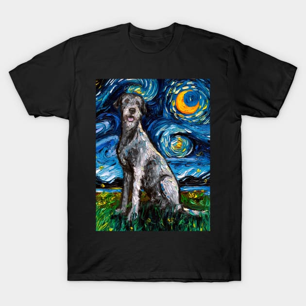 Irish Wolfhound Starry Night T-Shirt by sagittariusgallery